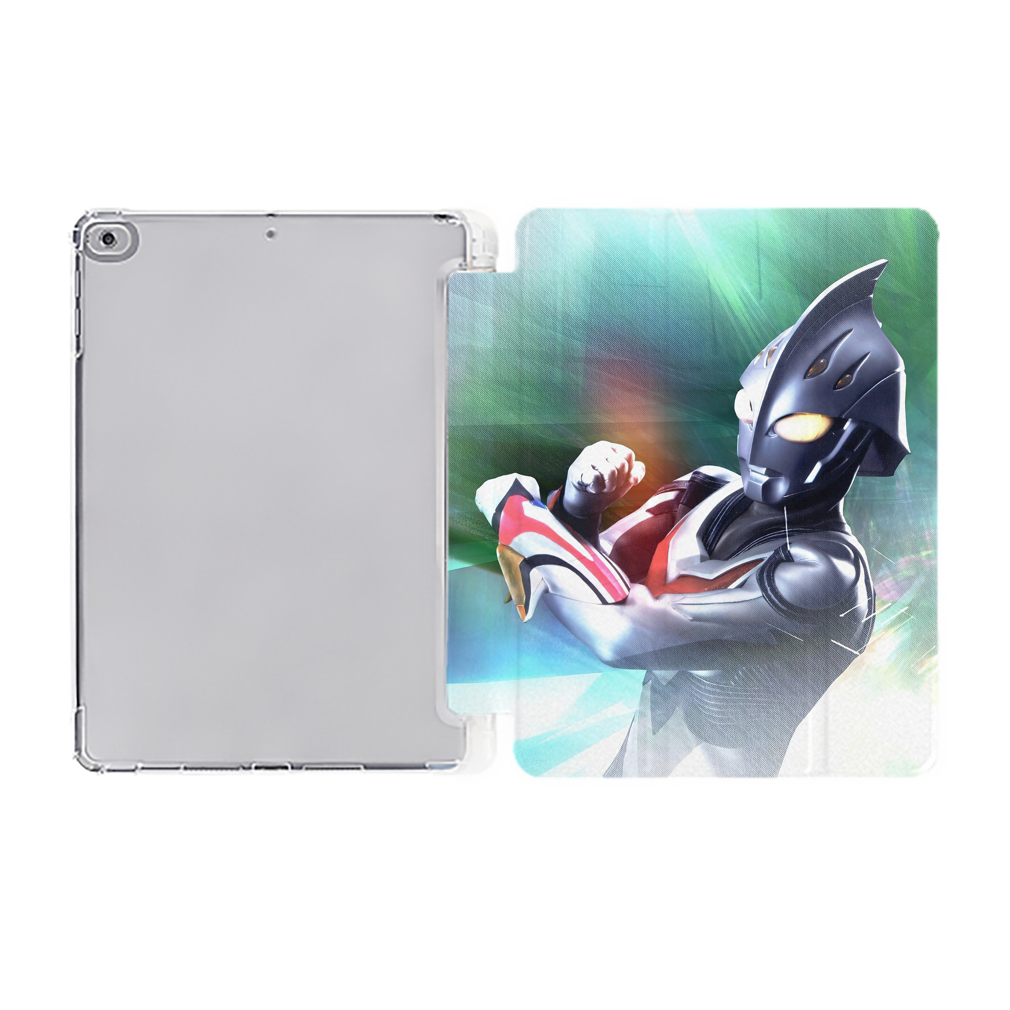 （画像用） ウルトラマン Ultraman IPad ケース ペン収納付き 三つ折りスタンド PUレザー×シリコン 対応機種9.5/10.5/10.9インチ